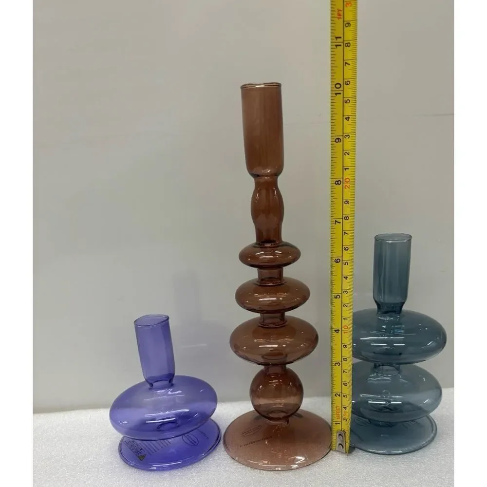 Rare Anthropology Glass Bubble Candle Holders / Set of 3 / New
